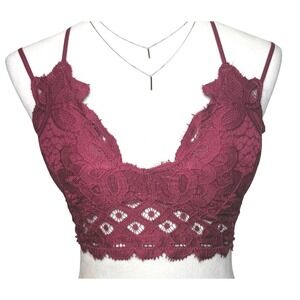 Anemone Floral Lace Wireless Stretch Bralette Top M Adjustable Cross Straps